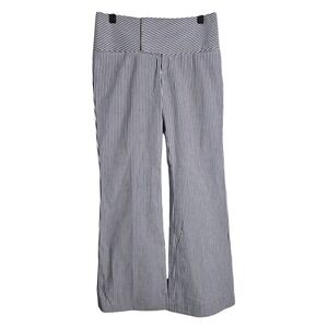 Alvin Valley Women's Blue White Stripe Wide Leg Low Rise Seersucker Pants 34‎